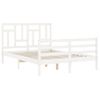 Cama Matrimonial | Cama Para Adultos | Estructura De Cama Con Cabecero Madera Maciza Blanco 120x200 Cm Cfw675906