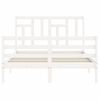 Cama Matrimonial | Cama Para Adultos | Estructura De Cama Con Cabecero Madera Maciza Blanco 120x200 Cm Cfw675906