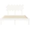 Cama Matrimonial | Cama Para Adultos | Estructura De Cama Con Cabecero Madera Maciza Blanco 120x200 Cm Cfw426882