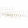 Cama Matrimonial | Cama Para Adultos | Estructura De Cama Con Cabecero Madera Maciza Blanco 120x200 Cm Cfw310783