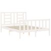 Cama Matrimonial | Cama Para Adultos | Estructura De Cama Con Cabecero Madera Maciza Blanco 120x200 Cm Cfw696561