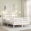 Cama Matrimonial | Cama Para Adultos | Estructura De Cama Con Cabecero Madera Maciza Blanco 120x200 Cm Cfw295115