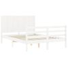 Cama Matrimonial | Cama Para Adultos | Estructura De Cama Con Cabecero Madera Maciza Blanco 140x190 Cm Cfw923330