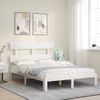 Cama Matrimonial | Cama Para Adultos | Estructura De Cama Con Cabecero Madera Maciza Blanco 140x190 Cm Cfw767739