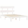 Cama Matrimonial | Cama Para Adultos | Estructura De Cama Con Cabecero Madera Maciza Blanco 140x190 Cm Cfw767739