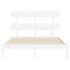 Cama Matrimonial | Cama Para Adultos | Estructura De Cama Con Cabecero Madera Maciza Blanco 140x190 Cm Cfw767739