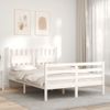 Cama Matrimonial | Cama Para Adultos | Estructura De Cama Con Cabecero Madera Maciza Blanco 140x190 Cm Cfw181525