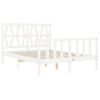 Cama Matrimonial | Cama Para Adultos | Estructura De Cama Con Cabecero Madera Maciza Blanco 140x190 Cm Cfw610736