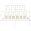 Cama Matrimonial | Cama Para Adultos | Estructura De Cama Con Cabecero Madera Maciza Blanco 140x190 Cm Cfw610736