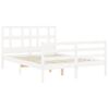 Cama Matrimonial | Cama Para Adultos | Estructura De Cama Con Cabecero Madera Maciza Blanco 140x190 Cm Cfw110953