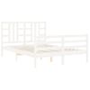 Cama Matrimonial | Cama Para Adultos | Estructura De Cama Con Cabecero Madera Maciza Blanco 140x190 Cm Cfw163690