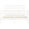 Cama Matrimonial | Cama Para Adultos | Estructura De Cama Con Cabecero Madera Maciza Blanco 140x190 Cm Cfw163690