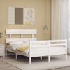 Cama Matrimonial | Cama Para Adultos | Estructura De Cama Con Cabecero Madera Maciza Blanco 140x190 Cm Cfw498080