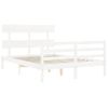 Cama Matrimonial | Cama Para Adultos | Estructura De Cama Con Cabecero Madera Maciza Blanco 140x190 Cm Cfw498080