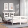 Cama Matrimonial | Cama Para Adultos | Estructura De Cama Con Cabecero Madera Maciza Blanco 140x190 Cm Cfw696593