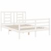 Cama Matrimonial | Cama Para Adultos | Estructura De Cama Con Cabecero Madera Maciza Blanco 140x190 Cm Cfw696593