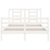 Cama Matrimonial | Cama Para Adultos | Estructura De Cama Con Cabecero Madera Maciza Blanco 140x190 Cm Cfw696593