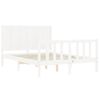 Cama Matrimonial | Cama Para Adultos | Estructura De Cama Con Cabecero Madera Maciza Blanco 140x190 Cm Cfw617978