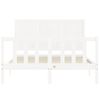 Cama Matrimonial | Cama Para Adultos | Estructura De Cama Con Cabecero Madera Maciza Blanco 140x190 Cm Cfw617978