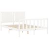 Cama Matrimonial | Cama Para Adultos | Estructura De Cama Con Cabecero Madera Maciza Blanco 140x190 Cm Cfw913438