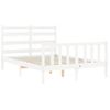 Cama Matrimonial | Cama Para Adultos | Estructura De Cama Con Cabecero Madera Maciza Blanco 140x190 Cm Cfw840430