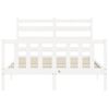 Cama Matrimonial | Cama Para Adultos | Estructura De Cama Con Cabecero Madera Maciza Blanco 140x190 Cm Cfw840430