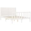 Cama Matrimonial | Cama Para Adultos | Estructura De Cama Con Cabecero Madera Maciza Blanco 140x190 Cm Cfw761477