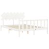 Cama Matrimonial | Cama Para Adultos | Estructura De Cama Con Cabecero Madera Maciza Blanco 140x190 Cm Cfw810043