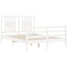 Cama Matrimonial | Cama Para Adultos | Estructura De Cama Con Cabecero Madera Maciza Blanco 140x190 Cm Cfw592433