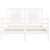 Cama Matrimonial | Cama Para Adultos | Estructura De Cama Con Cabecero Madera Maciza Blanco 140x190 Cm Cfw592433