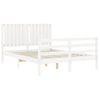 Cama Matrimonial | Cama Para Adultos | Estructura De Cama Con Cabecero Madera Maciza Blanco 140x190 Cm Cfw335511