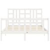 Cama Matrimonial | Cama Para Adultos | Estructura De Cama Con Cabecero Madera Maciza Blanco 140x190 Cm Cfw846258