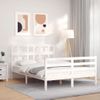 Cama Matrimonial | Cama Para Adultos | Estructura De Cama Con Cabecero Madera Maciza Blanco 140x200 Cm Cfw492753