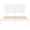 Cama Matrimonial | Cama Para Adultos | Estructura De Cama Con Cabecero Madera Maciza Blanco 140x200 Cm Cfw565605