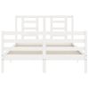 Cama Matrimonial | Cama Para Adultos | Estructura De Cama Con Cabecero Madera Maciza Blanco 140x200 Cm Cfw415849