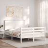 Cama Matrimonial | Cama Para Adultos | Estructura De Cama Con Cabecero Madera Maciza Blanco 140x200 Cm Cfw820935