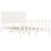 Cama Matrimonial | Cama Para Adultos | Estructura De Cama Con Cabecero Madera Maciza Blanco 140x200 Cm Cfw811963