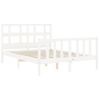 Cama Matrimonial | Cama Para Adultos | Estructura De Cama Con Cabecero Madera Maciza Blanco 140x200 Cm Cfw860210