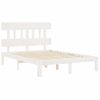 Cama Matrimonial | Cama Para Adultos | Estructura De Cama Con Cabecero Madera Maciza Blanco 140x200 Cm Cfw937416