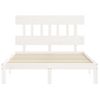 Cama Matrimonial | Cama Para Adultos | Estructura De Cama Con Cabecero Madera Maciza Blanco 140x200 Cm Cfw937416