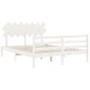 Cama Matrimonial | Cama Para Adultos | Estructura De Cama Con Cabecero Madera Maciza Blanco 140x200 Cm Cfw832142