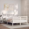 Cama Matrimonial | Cama Para Adultos | Estructura De Cama Con Cabecero Madera Maciza Blanco 140x200 Cm Cfw407699