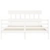 Cama Matrimonial | Cama Para Adultos | Estructura De Cama Con Cabecero Madera Maciza Blanco 160x200 Cm Cfw182845