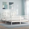 Cama Matrimonial | Cama Para Adultos | Estructura De Cama Con Cabecero Madera Maciza Blanco 160x200 Cm Cfw619736