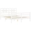 Cama Matrimonial | Cama Para Adultos | Estructura De Cama Con Cabecero Madera Maciza Blanco 160x200 Cm Cfw619736