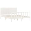 Cama Matrimonial | Cama Para Adultos | Estructura De Cama Con Cabecero Madera Maciza Blanco 160x200 Cm Cfw695089