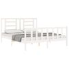 Cama Matrimonial | Cama Para Adultos | Estructura De Cama Con Cabecero Madera Maciza Blanco 160x200 Cm Cfw961330