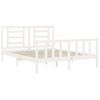 Cama Matrimonial | Cama Para Adultos | Estructura De Cama Con Cabecero Madera Maciza Blanco 160x200 Cm Cfw961330