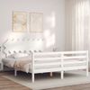 Cama Matrimonial | Cama Para Adultos | Estructura De Cama Con Cabecero Madera Maciza Blanco 160x200 Cm Cfw743625