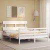 Cama Matrimonial | Cama Para Adultos | Estructura De Cama Con Cabecero Madera Maciza Blanco 160x200 Cm Cfw686580